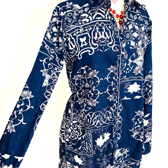 Larsen Gray Bohemian Tunic Top - Picture 2 of 9